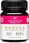 New Zealand Honey Co. Raw Manuka Honey UMF 20+ MGO 829+ - Monofloral, New Zealand Sourced with Natural Pollens and Enzymes - Travel Size for Daily Wellness - 4.4oz (125g)