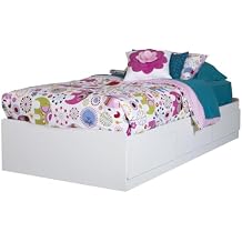 HomeStock Southwestern Style Mates Bed with 3 Drawers in White, Laminated Finish, Murphy Bed, Adjustable Bed, Daybed - 76.5" L x 40.5" W x 14.75" H