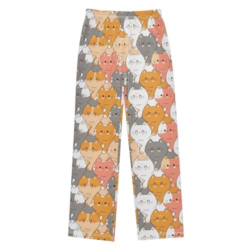 Boys' Pants Cute Funny Cat Long Bottoms Jogger Pants Elastic Waist Trousers with Pockets S-XL
