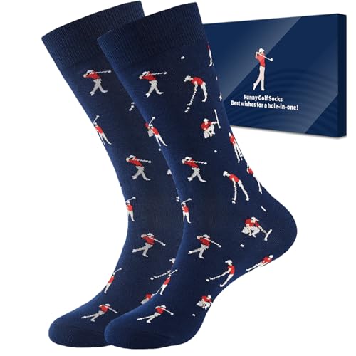 Cirorld Fathers Day Gift for Dad Novelty Golf Socks Funny Golf Gifts for Men Combed Cotton Mens Novelty Socks 1 Pair Ideal Fun Presents for Husband Dad Uncle Grandpa