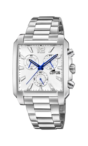 LOTUS Montre Homme Analogique Acier INOX 316L Argent - Quartz - Chronographe - Verre Minéral...