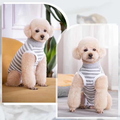 Lyneun Weiche Hundebody Nach Op, Hundebody Nach Kastration Rüde Hündinnen, Atmungsaktiv Hunde Einteiler Erholungsanzug für Haarausfall, Allergien, Anti-Lecken, Wundschutz,Kegel-Alternative (Grau, S)