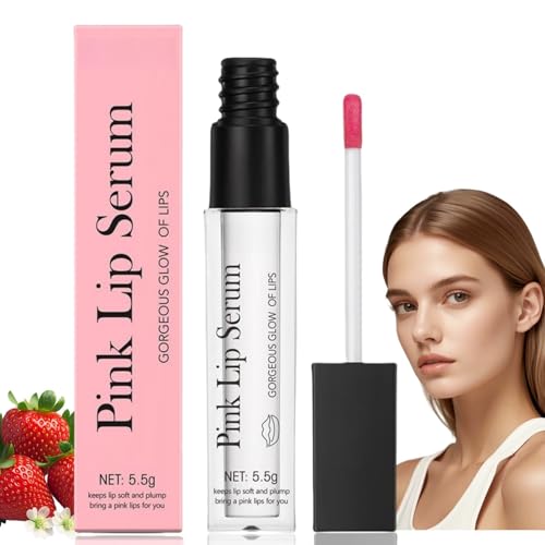 Pink Lip Serum Plumper,Pink Lip Serum Gorgeous Glow of Lips,Color Changing Lip Seru/m Oil,Moisturizing Repair Lip Gloss,Nourishing Li/p Oil,Pin/k Lip Care Ser/um,Tinted Lip Balm,Hydrating Li/p Stain