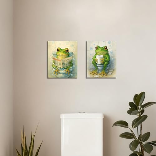 Image of Frimeeme Set Of 4 Framed Frog Canvas Wall Art, 8x10 Inch