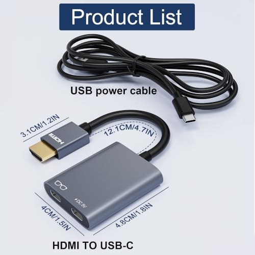 AR Glasses HDMI to USB C Adapter 4K@60Hz, XR Converter with Play & Charge for XREAL One/Air 2 Pro, VITURE Pro, RayNeo Air 2s, Rokid Max, Switch 2/1, Steam Deck, PS5/4, Xbox, ROG Ally, Portable Monitor — view 7