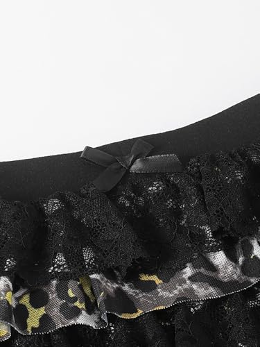 Image of Women Y2K Lace Multi-Layered Bloomers Lolita Ruffle Shorts Cute Mini Skirt | Tiered layers, elastic waist, pumpkin pants, for rave party /country concert /festival