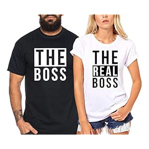 The Real Boss – Partner-T-Shirt Damen und Herren – 2 Stück – Couple-Shirt Geschenk Set für Verliebte – Partner-Geschenke…