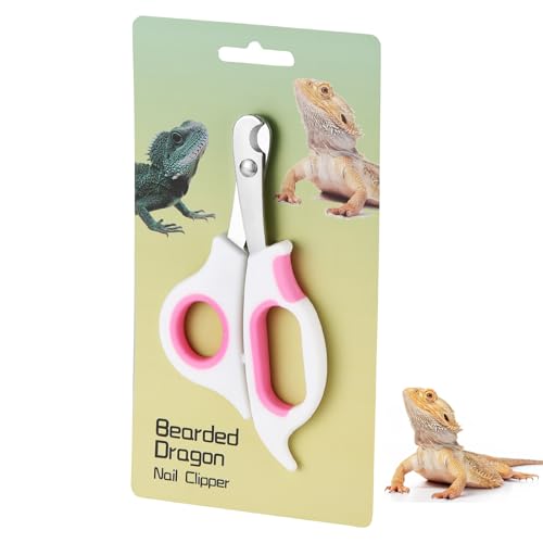 KEUYE Bearded Dragon Nail Clippers,Stainless Steel Bearded Dragon Toe Nail Clippers with Precise Angled Edges (Pinky White)