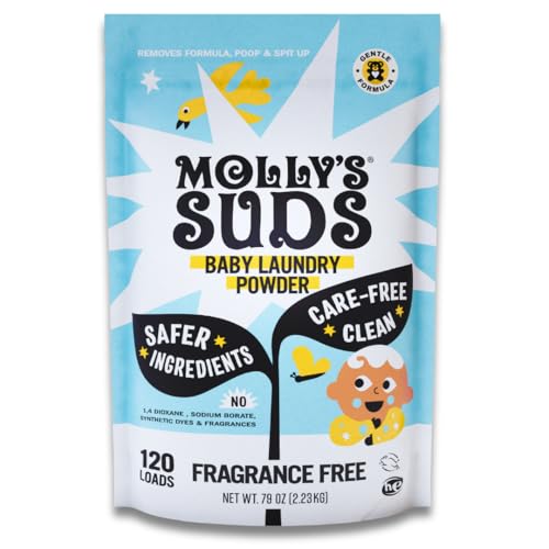 Molly's Suds Baby Laundry Detergent Powder | Removes Formula, Poop & Spit-Up Stains | Extra Gentle for Newborns (Fragrance Free)