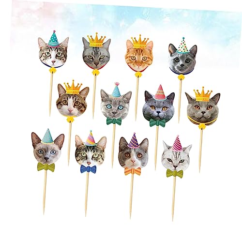 KOMBIUDA 48 Peças De Bolo De Aniversário Inserção De Bolo De Gato Cupcake Decoração De Animais Toppe