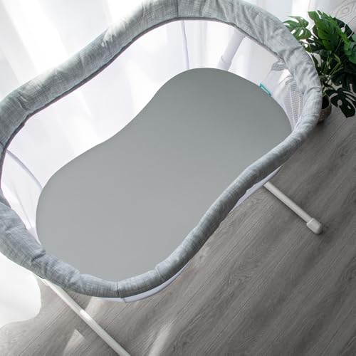 Image of Baby Bassinet Sheets 4 Pack Compatible with Halo Bassinest Swivel, Flex, Glide, Premiere & Luxe Series Sleeper, 4 Pack, Ultra Soft & Skin-Friendly, Grey Leaf