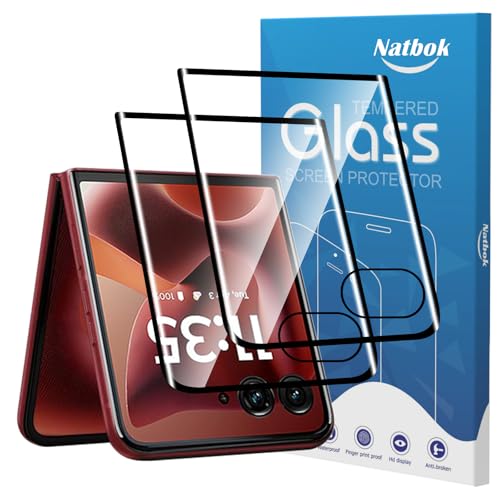 Natbok 2 Pack 3D Compatible with Motorola Razr Ultra 2025 / Razr Plus 2025/Razr Plus 2024/Razr 60 Ultra (4 inch) Screen Protector[Front Screen Only] 9H Tempered Glass Film Bubble-Free
