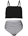 Produktbild UMIPUBO Bikini Set Damen Streifen Zweiteilige Bandeau Badeanzug Push Up Bikinioberteil Hohe Taille Bikinihose Sexy Sling Bademode Bikini-Sets