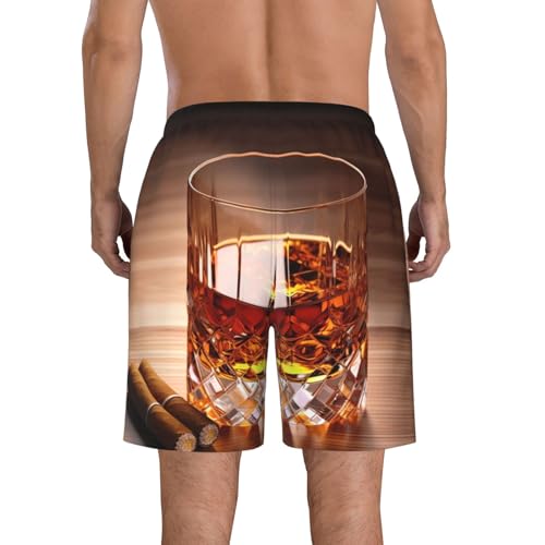 Mens Swim Trunks Quick Dry Board Shorts with Pocket Men Swim Shorts Brown Liquor in Cup Beach Bathing Suits2