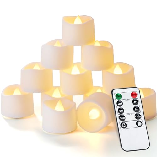Homemory 2/4/6/8 Hours Remote Timer Candles Fake Battery Operated Electric