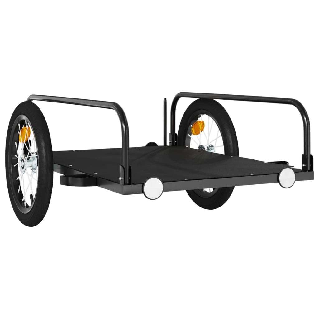 vidaXL Rimorchio da Bici Nero 126x63x34 cm in Ferro, rimorchio per bicicletta, rimorchio per carico da bicicletta, passeggino per bici