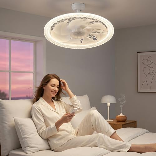 Ventilador de techo con luz LED E27 regulable y mando a distancia 2