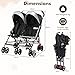 BABY JOY Double Umbrella Stroller, Lightweight Travel Side by Side Twin Stroller with Large Storage, Cup Holder, 5-Point Safety Harness, Adjustable Canopy & Compact Fold for Infant and Toddler (Black)