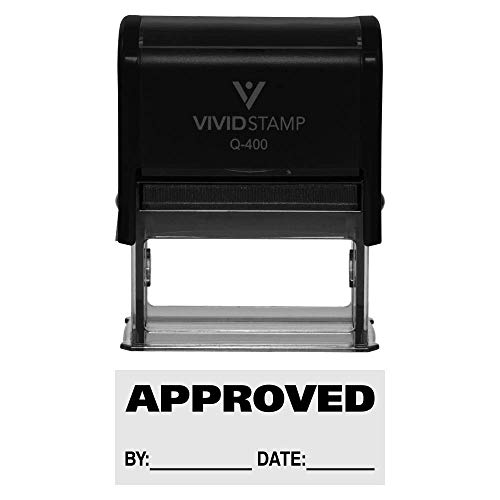Approved w/by Date Line Self-Inking Office Rubber Stamp (Black) - X-Large
