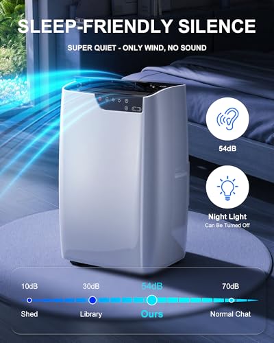 Image of 16,000 BTU Portable Air Conditioners for Rooms Up To 800 Sq.Ft. Portable AC, Dehumidifier, 24H Timer, Sleep Mode & Water level indication, Remote Control & Window Kit, White & Black
