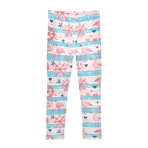 Vdsrup Girls Leggings Pink Heart Flamnigo Kids Length Leggings Pants Athletic Yoga Pants Toddler Tights Trousers 4T2