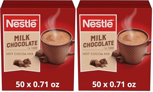 Nestle Hot Chocolate Packets, Milk Chocolate Flavor Hot Cocoa Mix, Made with Real Cocoa, Bulk Pack, 0.71 oz Packet (60 Count) (Pack of 2)