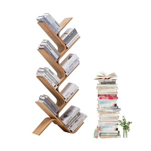 ZFPKXHVMG Open Storage Shelf, Bamboo Tree Bookshelf 3-8 Layers For Bedroom Living Room Home Office Brown Original Color(Original Color,8 layer)