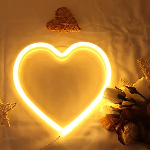 Love Heart Neon Sign Light,LED Neon Lamp with Warm Yellow Light Color Powered by USB Cable Sign Neon Night Light for Room Wall Hanging Decor Christmas Wedding Birthday Gifts for Boys Girls Kids 3 41sWRKcktbL. AC