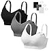 HBselect 3PCS Soutien-Gorge d'allaitement Soutien Gorge Maternité,Bra de Grossesse Postnatal Prénatale sans Armature(Noir+Gris+Blanc