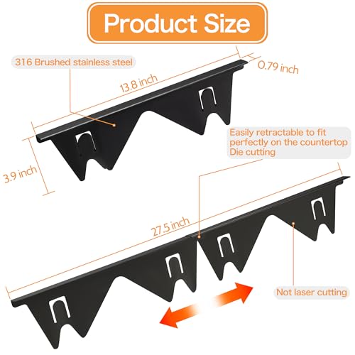 Stainless Steel Stove Gap Covers (2PCS) Adjustable Stove Gap Filler 13.8" to 27.5",Range Trim Kit,Between Stove and Counter,Easy to Clean and Heat Resistant,Perfect for Kitchen Counter Gap