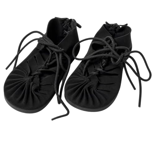 INDIAN STORE 24 Sandalias romanas de cuero para mujer y hombre con cordones, sandalias medievales vikingas, sandalias hippie unisex, zapatos de verano y playa, para vacaciones, Negro , 40 EU INDIAN STORE 24 Sandalias romanas de cuero para mujer y hombre con cordones, sandalias medievales vikingas, sandalias hippie unisex, zapatos de verano y playa, para vacaciones, Negro , 40 EU
