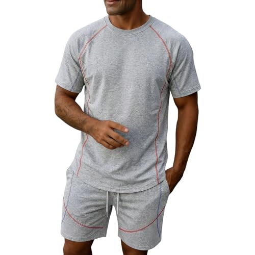 Survêtement de sport décontracté t-shirt et short homme à taille élastique