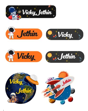Personalized Name Label Stickers for Kids | Custom Waterproof Vinyl Name Stickers for School | Bottle, Lunch Box, Pencil B...