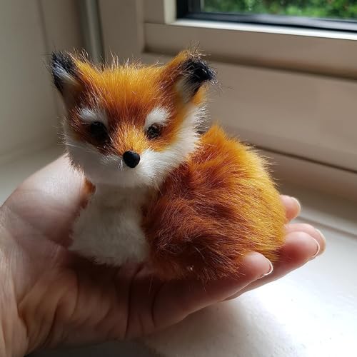 Herreicher Fuchs Kuscheltier FINDEFUCHS Plüschtier Simulation Plüsch Süßer echt Wirkender Fuchs Figur, Deko für Schlafzimmer, Auto und Schreibtisch