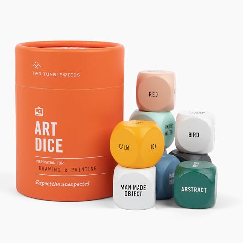 Two Tumbleweeds Art Dice - Drawing & Painting Game for Adults, Artists & Teachers - Set of 9 Dice for Creative Inspiration - Drawing Prompts for Studio and Classroom - Gift for Artist - 1+ Players