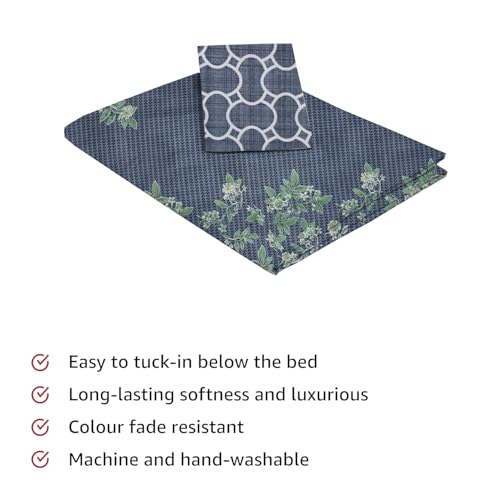 Image of IVAZA Turkish Cotton 280 TC Super Soft Warm Bedsheet Set for Single Size Bed, Durable bedsheet with 1 Pillow Cover Mid Night Blue