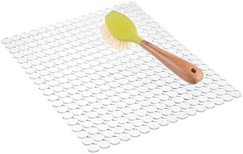 iDesign Orbz Sink Mat, Large Plastic Non-Slip Sink Mat, Dish Draining Mat, Clear