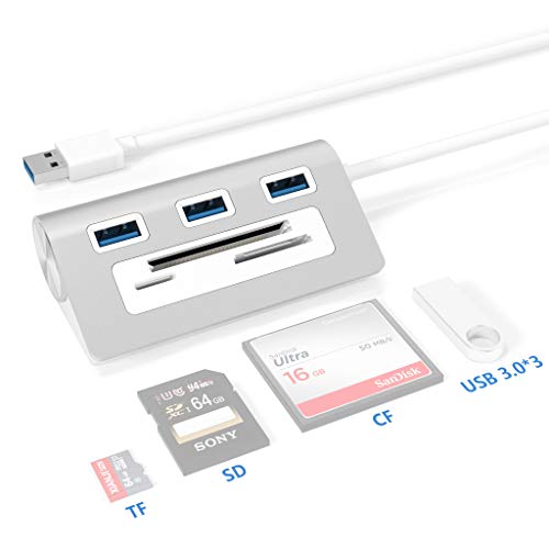 USB 3.0 Hub Adapter, Rytaki Bus-Powered USB 3.0 3-Port Aluminum Hub with SD/TF/CF