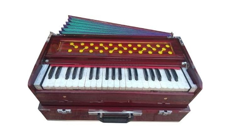 Salablez® Folding Harmonium Deluxe Quality Folding Portable Harmonium With High Male High Sound Long Sustain Orignal Indian Music Art Instrument Classical Sound System Hard Key Sound With Free Bag