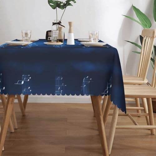 Nappe rectangulaire notes de musique bleues pour pique-nique et repas - 4