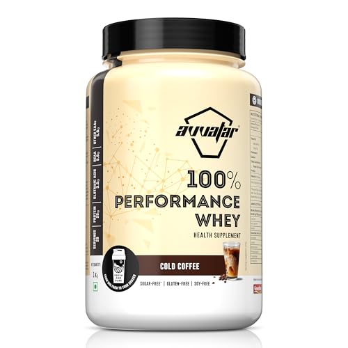 Image of avvatar PERFORMANCE WHEY PROTEIN | 1Kg | Cold Coffee Flavour | 25g Protein | 29 Servings