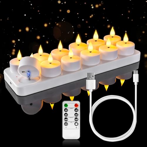 Homemory Rechargeable LED Tea Lights with Remote, 12-Pack