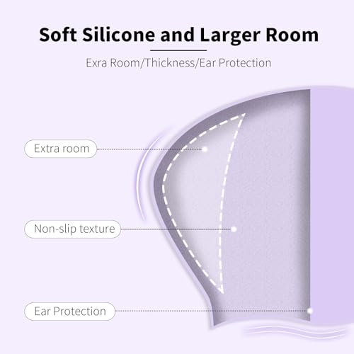 2 Pack Swim Cap Women Adult - Stylish Silicone Swim Cap for Long Hair - Waterproof Swim Caps for Girls Women - Comfortable Fit for Pool(Pink+Purple)