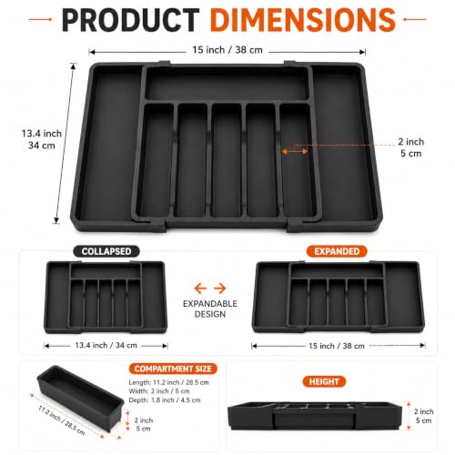Image of TASMAX cutlery tray for kitchen drawer organisers kitchen spoon organizer for drawer