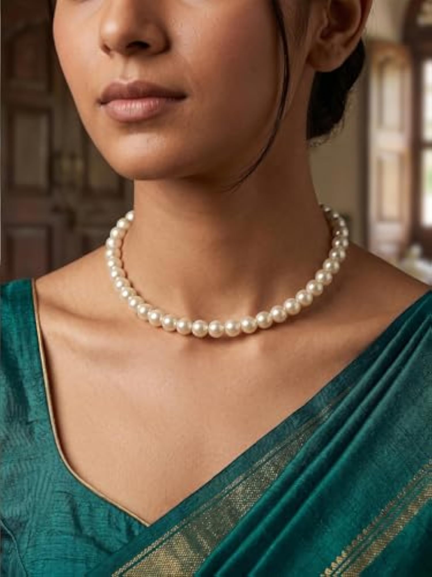Women's Pearl Choker Necklace, Elegant Minimal Neckpiece
