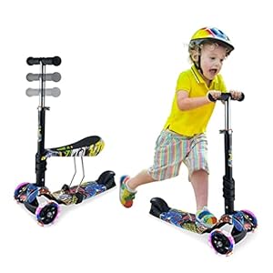 Kinderstep met zitje, voor meisjes en jongens vanaf 2 jaar, opvouwbaar, met 3 wielen, in hoogte verstelbaar