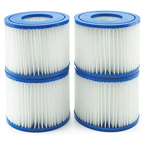 Denkmsd Filtre VI Cartouche pour Bestway Lay-Z-Spa, Cartouches Filtrantes Rechange pour Miami Vegas Monaco BW58323, pour Bestway 58239 (4 pièces)