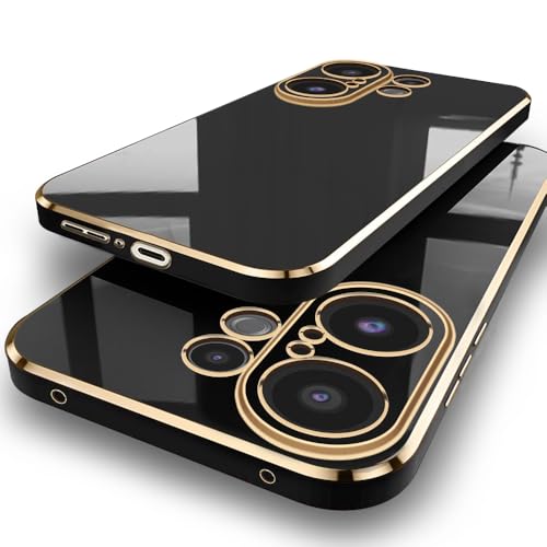 Image of TheGiftKart Luxurious Golden-Plated Back Cover Case for Vivo X200 FE 5G | Raised Lips for Camera & Screen Protection | Shockproof Design | Stylish Back Cover Case for Vivo X200 FE 5G (TPU, Black)
