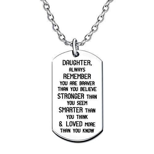 lauhonmin Collar con colgante de acero inoxidable Daughter Always Remember You are Braver Stronger Smarter Than You Think Cover