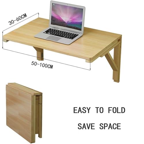 Studio encombré ? Adoptez la table murale à abattant 100x30cm en bois - 4